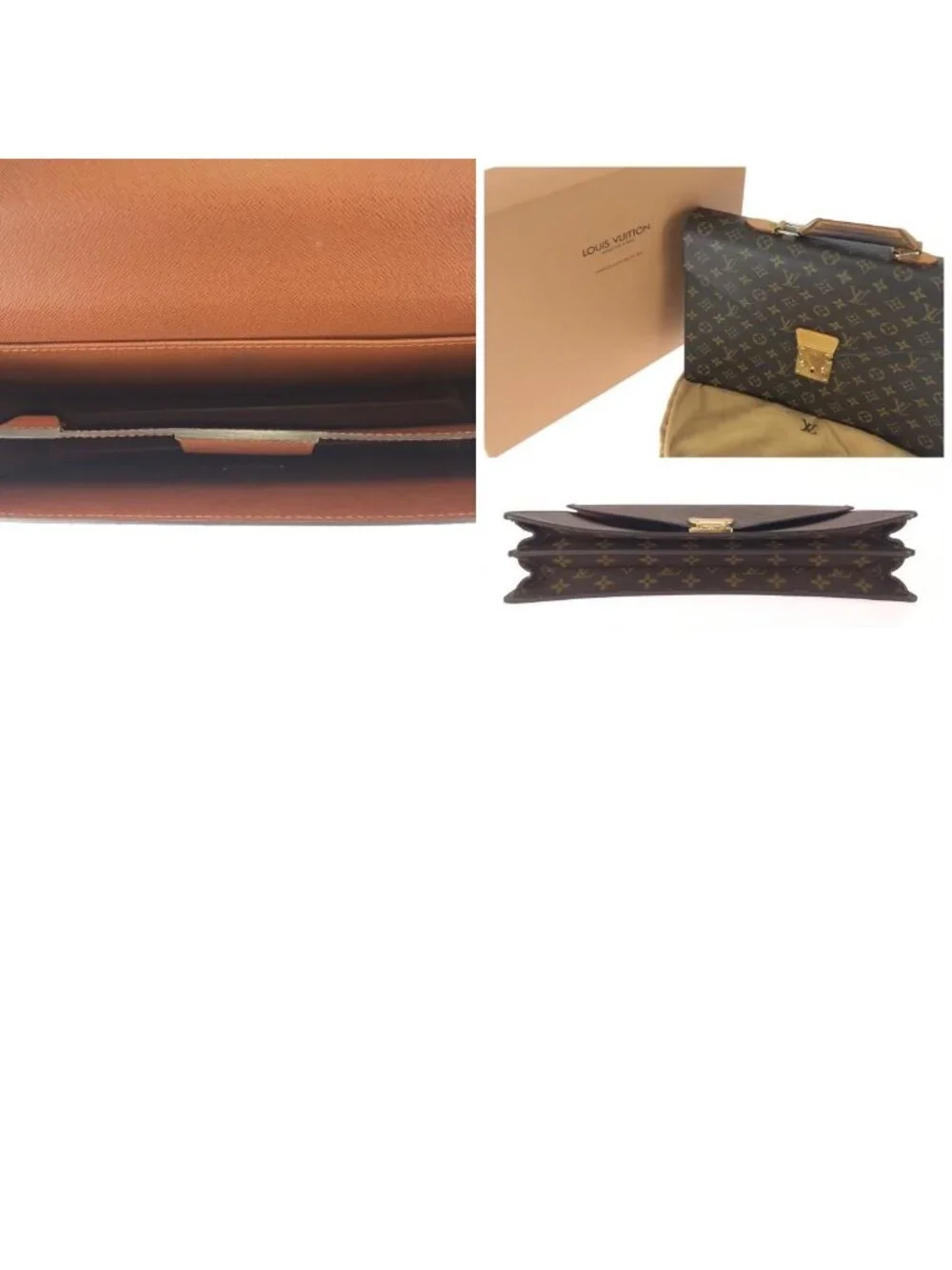 Louis Vuitton Monogram Serviette Conseil Brown Gold Leather Business Bag